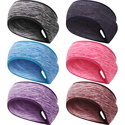 6 Pieces Women Ponytail Headband Ear Warmer Headband Winter Running Head Wrap Moisture Wicking Ear Band Yoga Hair Band Running Sweatband for Women Girls Outdoor Sports, 6 Colors