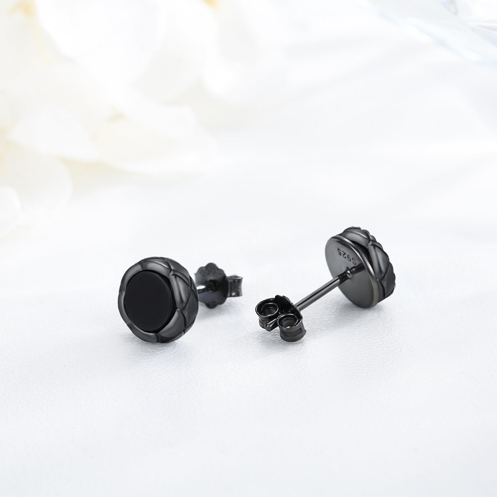 Orecchini neri da uomo, in argento Sterling 925, neri, per donne, 10 mm