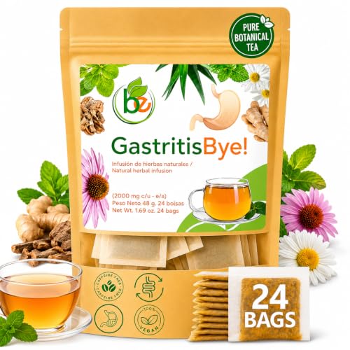 Gastritis-BYE Herbal Tea – Herbal Infusion for Digestive Comfort – 24 Tea Bags – Ginger,...