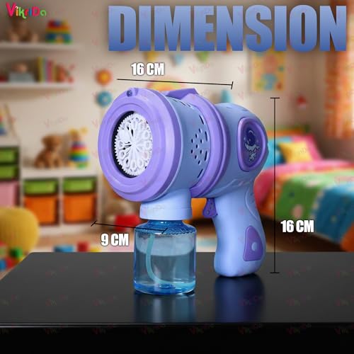 Image of VikriDA Automatic Bubble Blower with LED Lights - 5000+ Bubbles /Min - Includes Charging Cable, 2 Bubble Solution Bottles - Blue