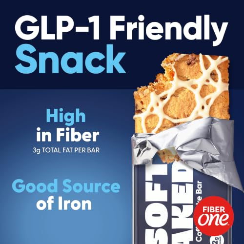 Image of Fiber One 70 Calorie Cinnamon Coffee Cake Soft-Baked Bars, 6 Bars, 5.34 oz | 21% Daily Value of Fiber per Bar, 70 Calories & 2g Sugar, 5g Net Carbs, Office Snack or Lunchbox Add-On