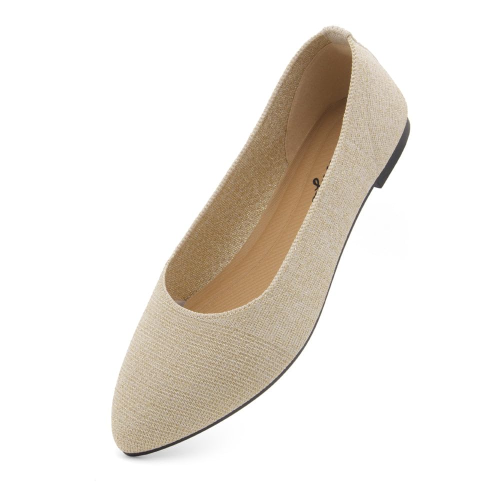 Herstyle Women’s Flats 2025 – Pointed Toe Knit Ballet Flat Shoes with Memory Foam, Slip-On Dressy Flats for Work, Office & Party, Comfy Business Casual Shoes for Travel