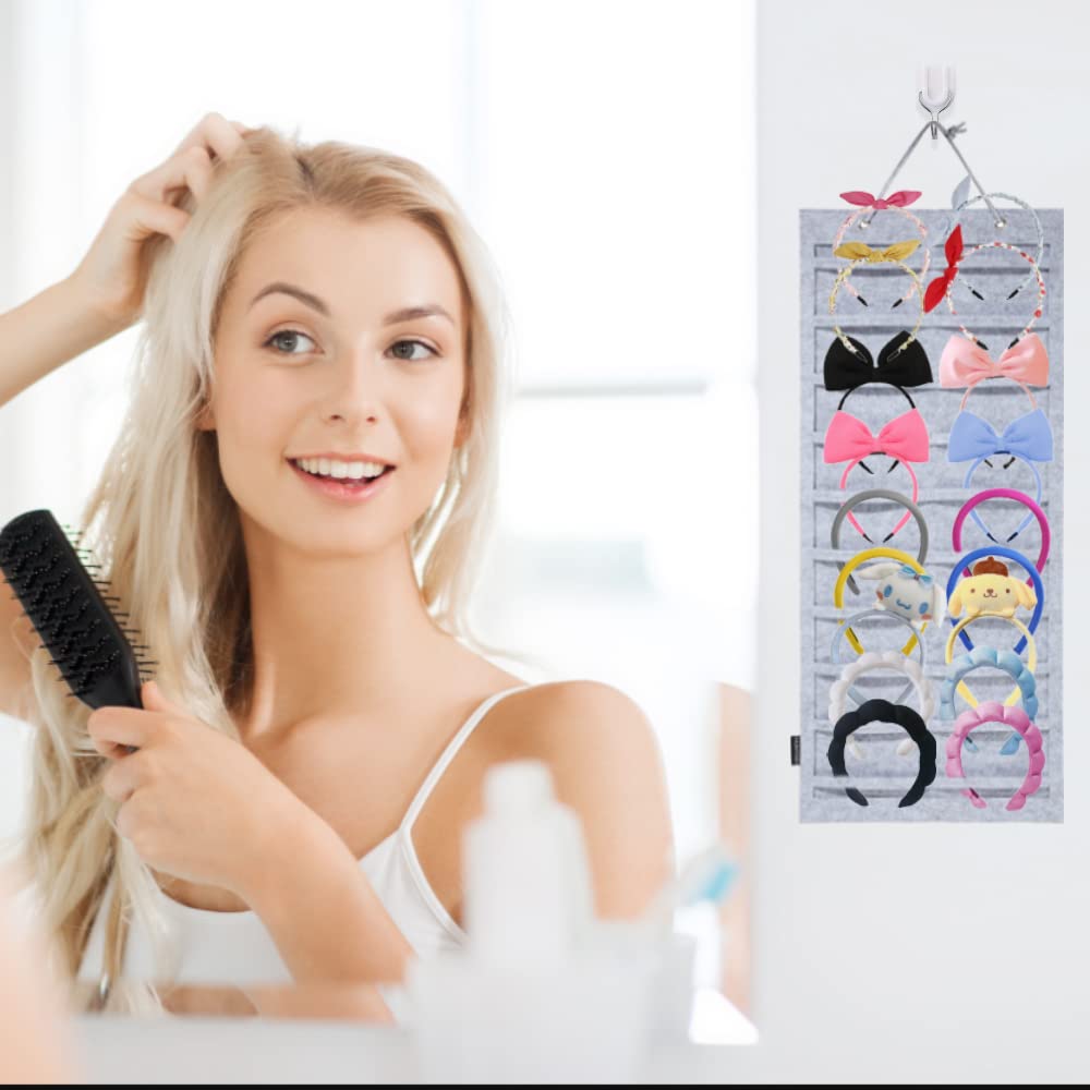Haarspelden opberghouder Kraeoke displayhouder voor haaraccessoires grote hangende sieraden organizer voor meisjes (grijs 2