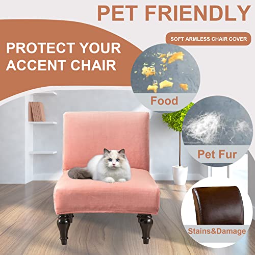 Image of Eco-Ancheng Armless Chair Slipcover Removable Armless Accent Chairs Covers Washable Armless Slipper Chair Slipcover Printed Armless Chair Furniture Protector Covers for Living Dining Room Hotel