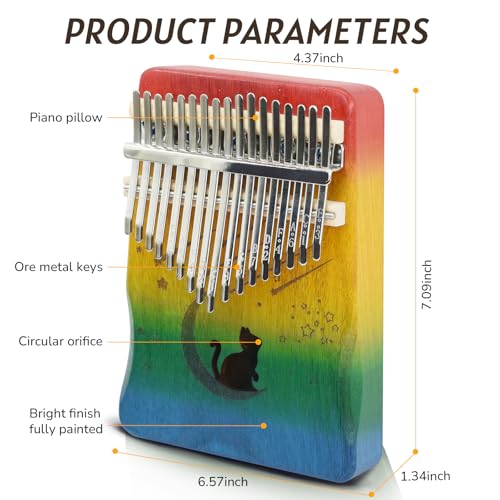 Image of 17 Key Kalimba Thumb Piano, Mbira Instrument,Musical Gift for Kids & Adults