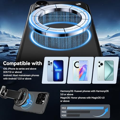 4-in-1 Multifunctional Magnetic Phone Tripod, Portable Selfie Stick for iPhone & Android with Detachable Remote and Metal Ring, Magnetic Tripod Extendable Length 4.33" - 16"