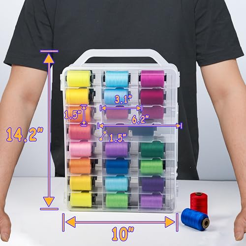 KASTUN Thread Storage,Double Sided,46 Grids Sewing Organizer,Portable, Transparent, Sewing Thread Storage Case - Image 6