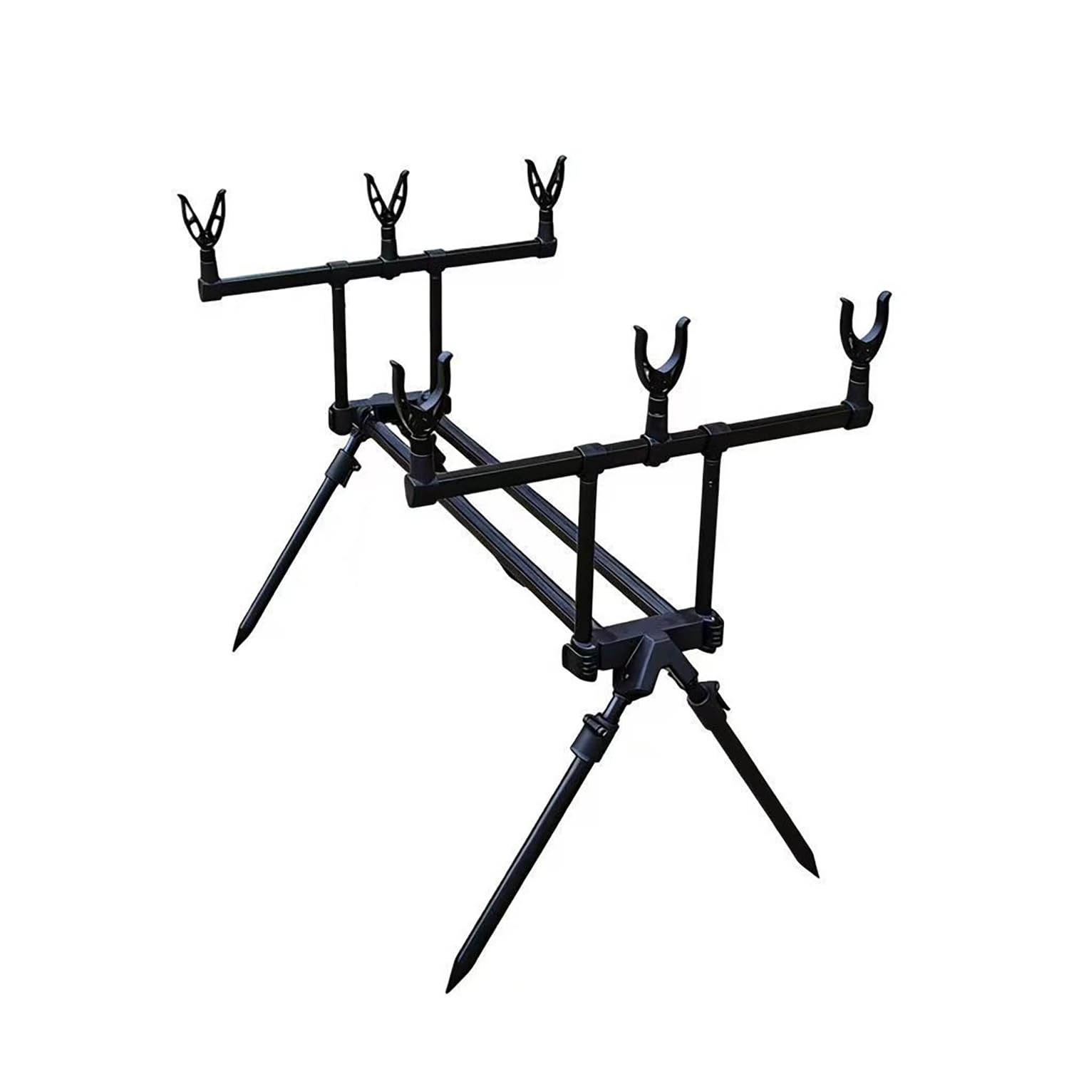 Rod-Pod Rutenhalter 3 Ruten, Angelrutenhalter, 75-130 cm Ausziehbarer mit Tragetasche, Breite und Höhe verstellbar für Karpfenuferangeln