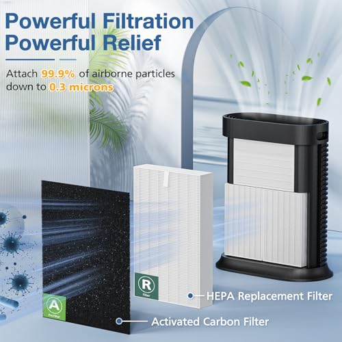 Image of HPA300 HEPA Replacement Filt-er for Honeywell HPA300 Series Air Purifi-ers HPA300 HPA300VP HPA304 HPA3300, Replace HRF-R3 (6 HEPA R Replacement Filt-ers + 8 Activated Carbon Pre-Filter)