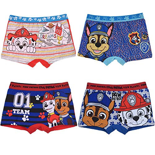Paw Patrol Lot de 4 boxers pour garçon avec différents motifs.
