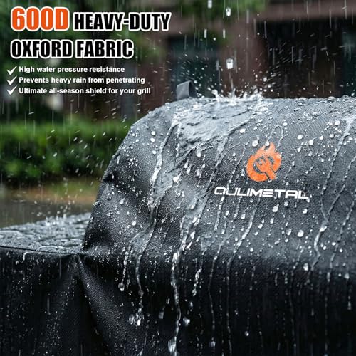 Image of QuliMetal Grill Cover for Rectec Flagship 1100,RT-1250,RT-700 and RT-680 | 600D Heavy Duty Premium Waterproof Fade Resistant Outdoor All-Weather Protection BBQ Grill Cover