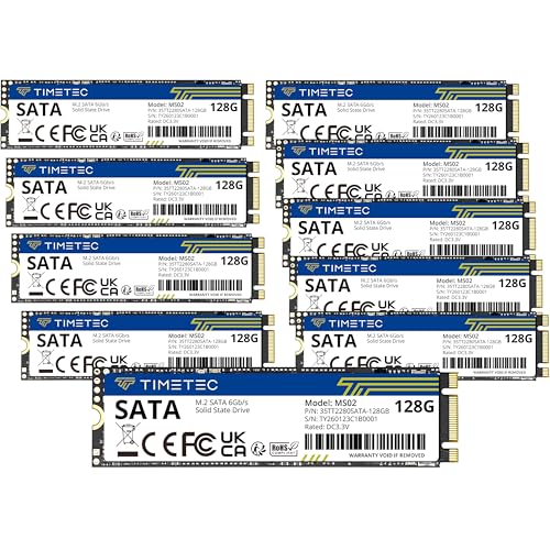 Image of Timetec 128GBx10 (10 Pack) SSD 3D NAND TLC SATA III 6Gb /s M.2 2280 NGFF 64TBW Read Speed Up to 530MB /s SLC Cache Performance Boost Internal Solid State Drive for PC Computer Laptop and Desktop