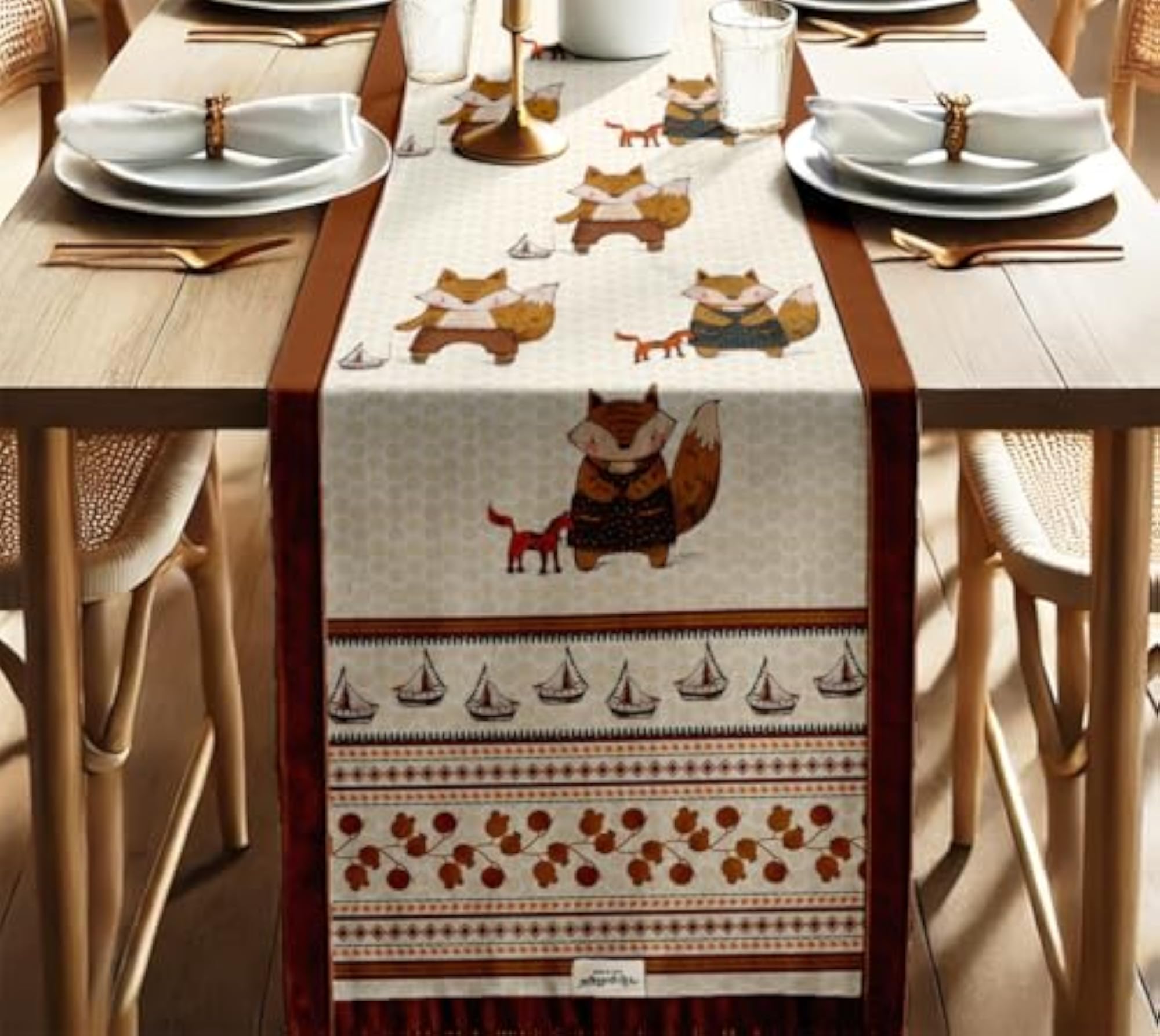 Premium Cotton Table Runner - Lightweight Double Layer