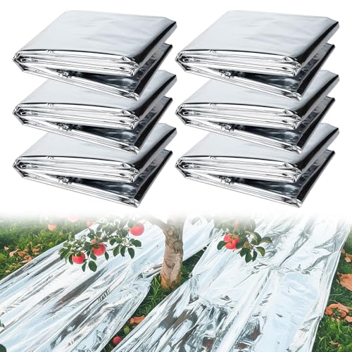 Eniyou 6 Stück 210×160cm Mylarfolie Reflektierende Folie Mylar Folie Silber Hohe Reflektivität Verbessert Lichtverteilung Fördert Pflanzenwachstum Geeignet für Gärten Gewächshäuser Pflanzenschuppen