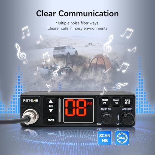 image for Retevis MB3A Dual-Mode AM/FM Mobile CB Radio, Automatic Noise Limiter,