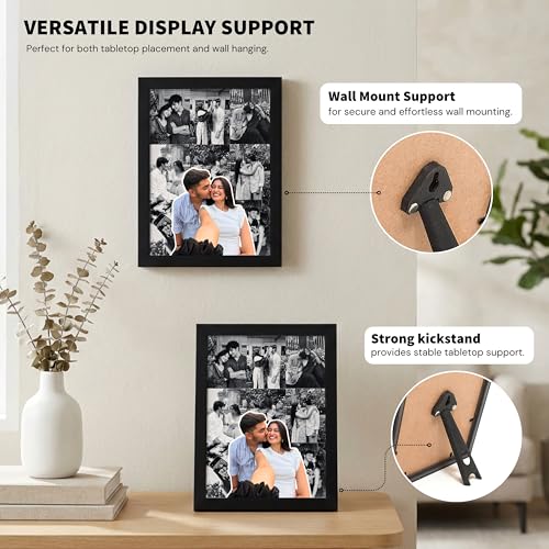 Image of Framekaari Customised Couple Photo Frame | Personalized Photo Collage Frame with Custom Text | Birthday, Anniversary & Romantic Gift for Couples | Tabletop & Wall Mount | 16x21 cm (Design-01)