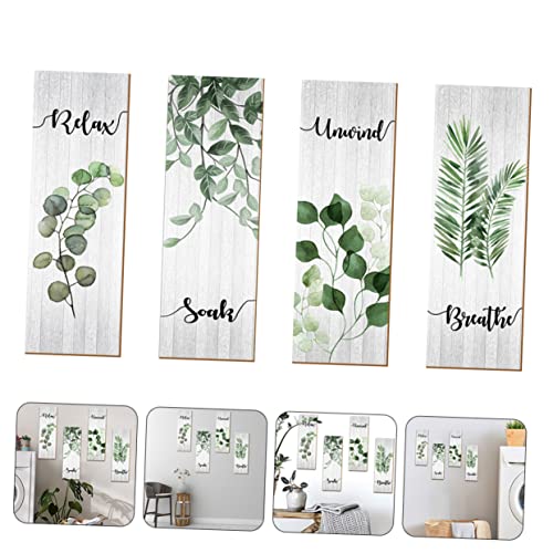 Placas de madera decorativas para baño Cabilock pack de 4 carteles colgantes para aseos 6