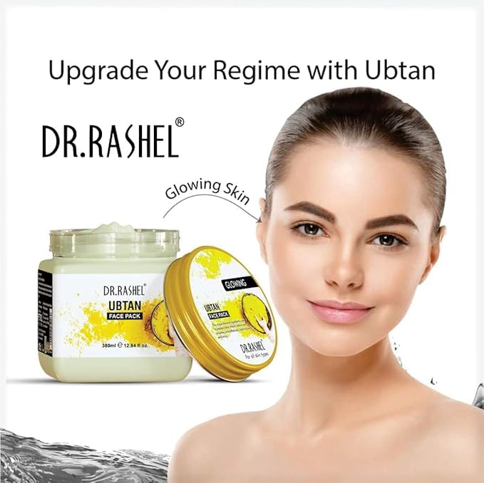Image of DR.RASHEL Ubtan Face Pack | Haldi |for Glowing Skin | Oil Control | Acne | Pimples | Blemishes | Pigmentation & Brightening | Face Cleansing for Face & Body | 380ml Each | Pack of 3