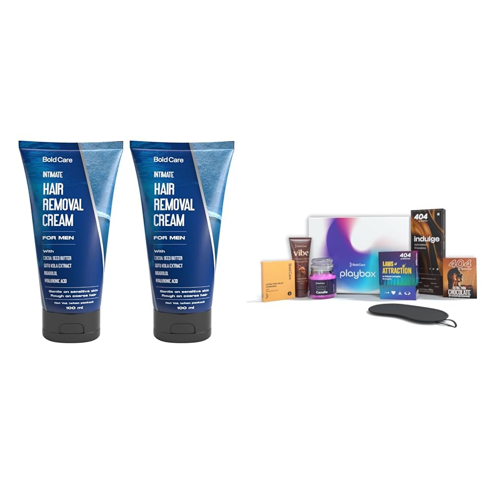 Bold Care Intimate Hair Removal Cream for Men – Fast & Painless, Soothing for Unwanted Coarse Pubi | Bold Care Playbox Couples Kit for Date Nights | Condoms, Lubes & Accessories for Deeper Connection-image-41