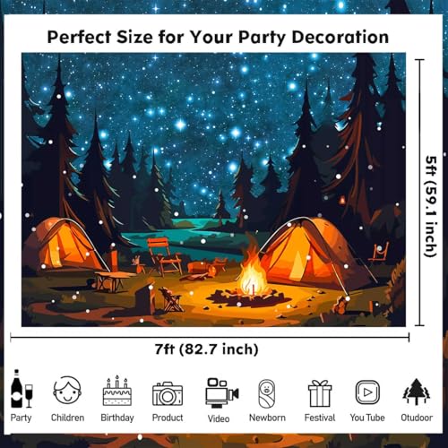 Fondo fotográfico camping 7x5ft azul miniatura 6
