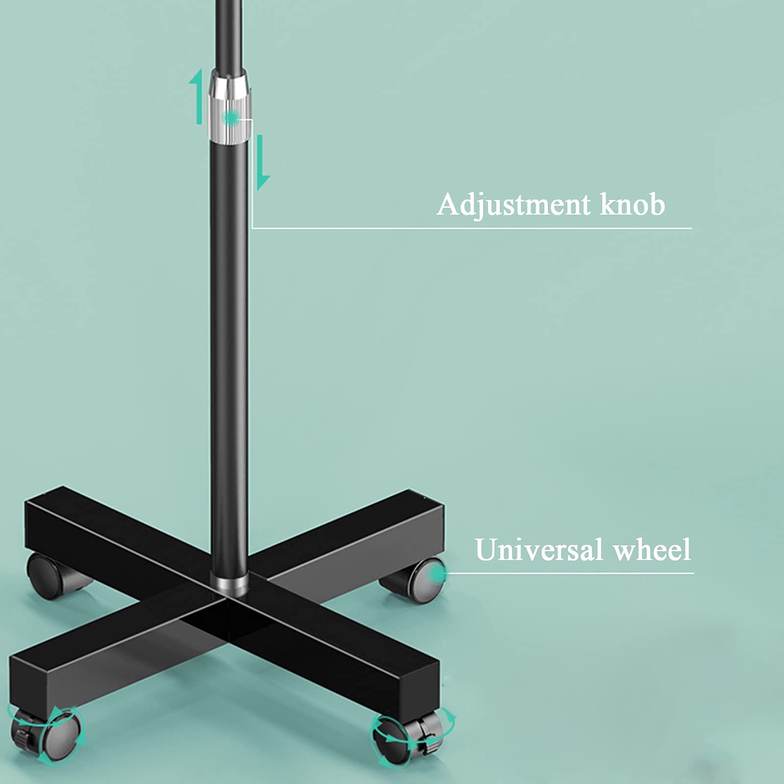 Supporto da Pavimento per Tablet Supporto per Telefono Cellulare Supporto per Tablet con Ruote Supporto per Staffa Regolabile a 360° con Braccio Pigro per iPad/Samsung Tab/iPhone/Switch e di