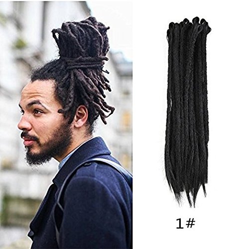 HAIQUAN Black Color Handmade Dreadlocks Extensions Reggae Hair 20" Soft Faux Locs Crochet Havana Mambo Twist Braiding Hair 5Strands