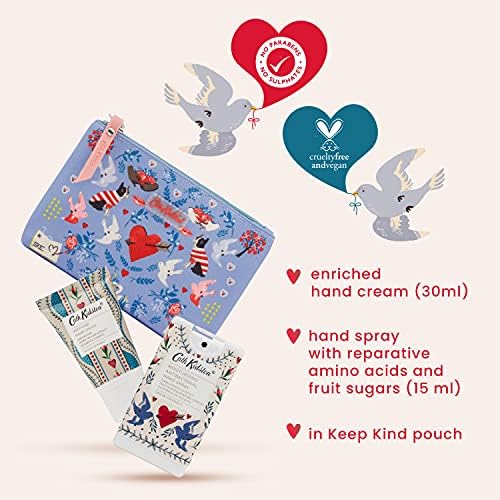 Cath Kidston Keep Kind Cosmetic Pouch | 30ml Hand Cream & 15ml Scent & Refresh Hand Spray | Cruelty Free & Vegan Friendly | Travel Friendly Sizes