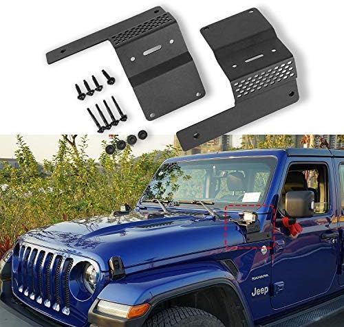 HEQIANG One Pair A Pillar Mount Brackets for LED Light Bar Work Lights Fit Jeep Wrangler JL 2018-2019 No Drilling Required