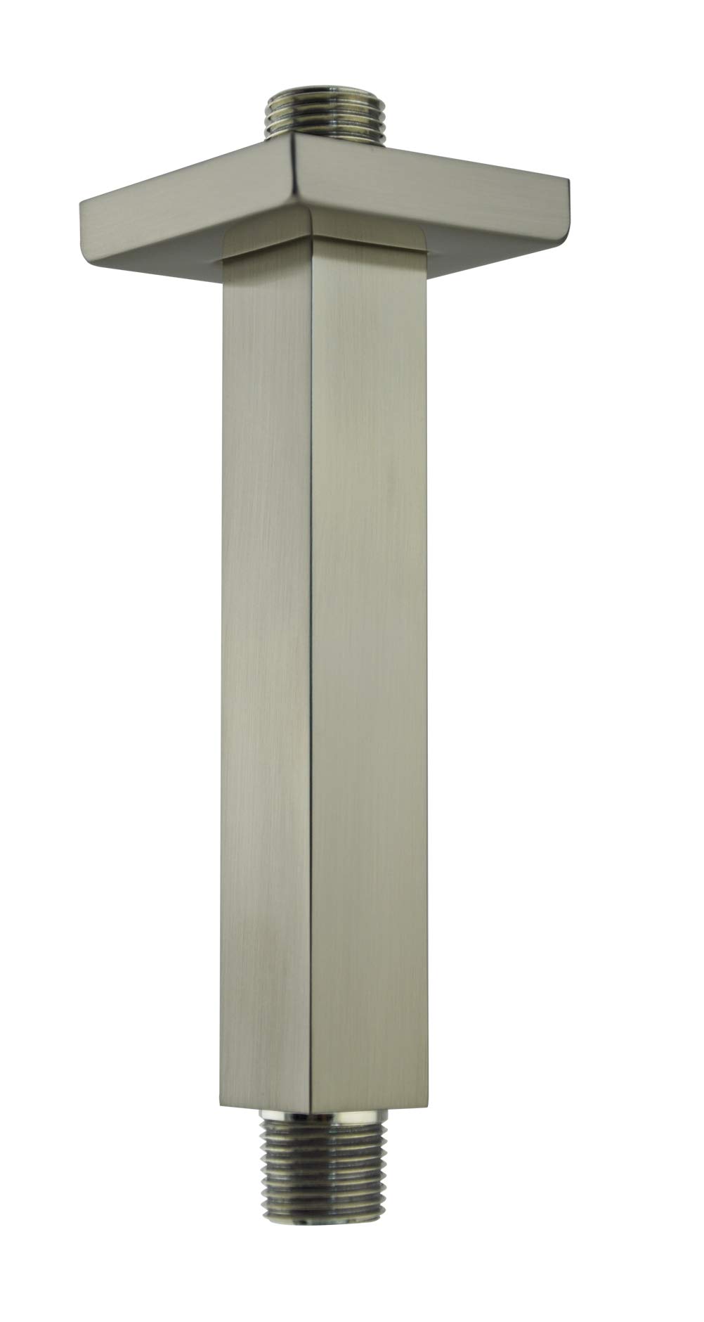 Brazo de ducha y brida Aquaiaw, 6 pulgadas, latón macizo, cuadrado, brazo de ducha recto, brazo de extensión de cabezal de ducha de techo, ambos 1/2 NPT, brazo de cabezal de ducha universal