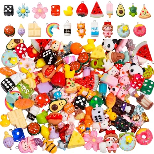 KJML DIY Cute Keychain Charms Bulk 30pcs Pendant Bracelet Charms for Keychain Making Mini Resin Kandi Charm for Funny Keychains Bag Charm Purse Backpack Jewelry Making (30 Mix Random)