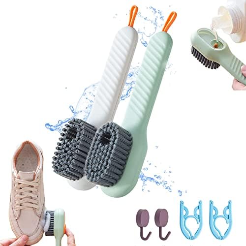6 Pcs/Set Liquid Adding Soft Fur Cleaning Brush,Multifunctional Shoe Brush Laundry Brush with Soap Dispenser, for Home Bathroom Kitchen Cleaning