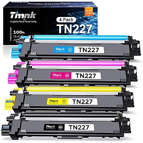 Timink TN227 Compatible Toner Cartridge Replacement for Brother TN-227 | High Yield Compatible with HL-L3270CDW HL-L3290CDW MFC-L3710CDW MFC-L3770CDW Printer (4 Pack, TN227BK TN227C TN227M TN227Y) Cover