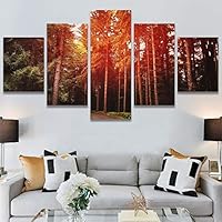 SIGNWIN 5 Panel Canvas Wall Art Rustic Woods for Home Decorations Ready to Hang - 60