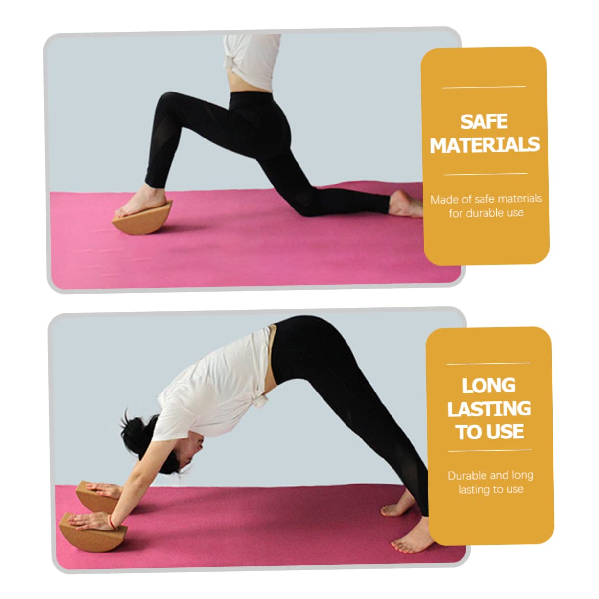 Rutschfester Yogablock aus Kork, Kompakter Trainingsziegel in Khaki