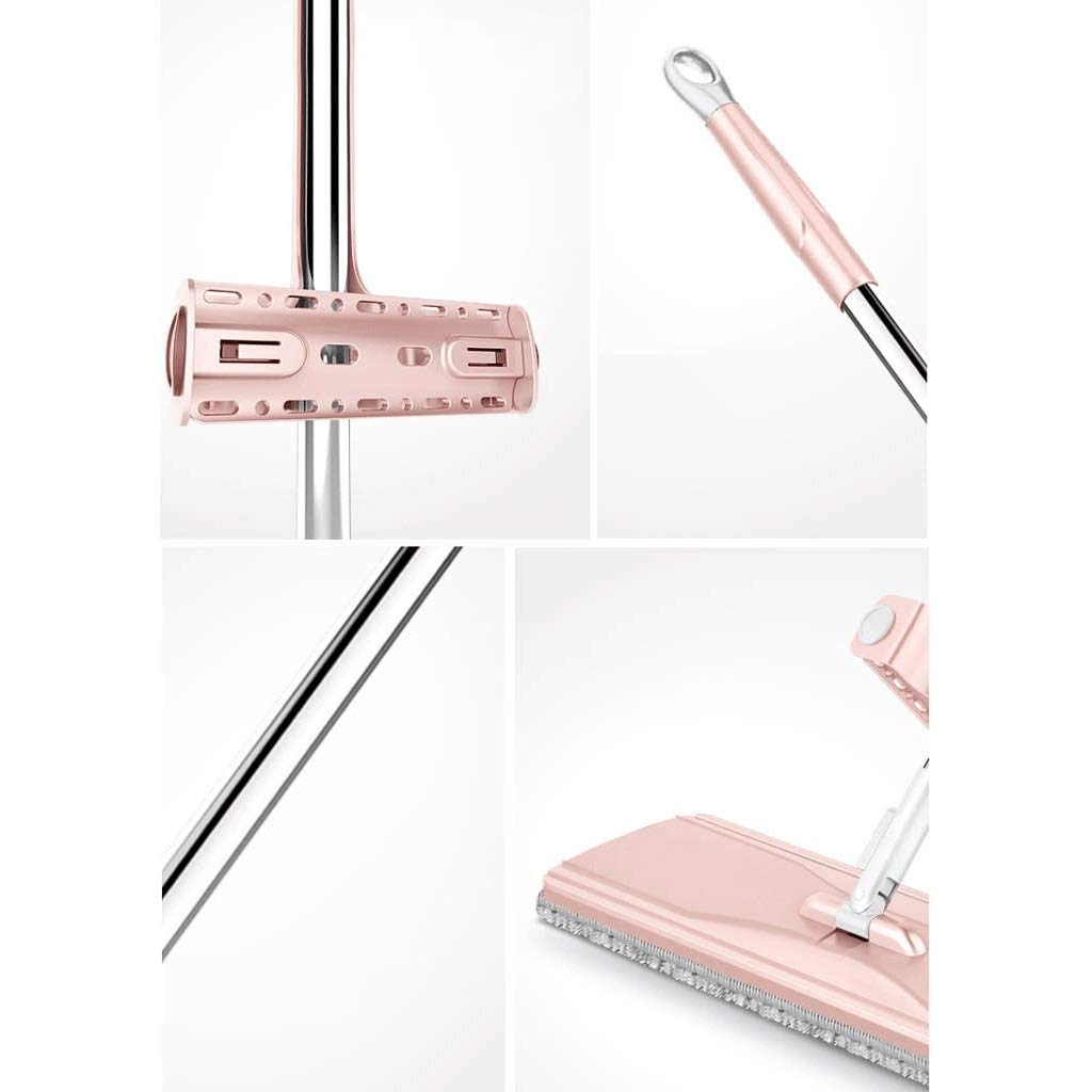 Trapeador Plano de Microfibra Limpia, Limpieza en seco y húmedo, Acero Inoxidable telescópico de 180 Grados, para el hogar, Cocina, Oficina y Todas Las Superficies del Piso con Mango Vision