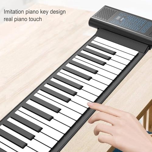 88 Keys Roll Up Piano, MIDI Rechargeable Foldable Digital Piano Keyboard with LED Display, 128 Tones Rhythms, 14 Demo Songs - Image 2