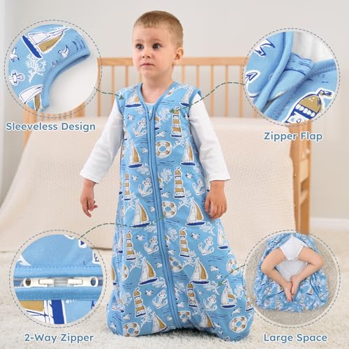 Image of Yoofoss Baby Sleep Sack 0-6 Months, 1.5 Tog Baby Wearable Blanket with 2-Way Zipper, 100% Cotton Organic Fabric Winter Infant Sleeping Sack, Warm Soft Comfy