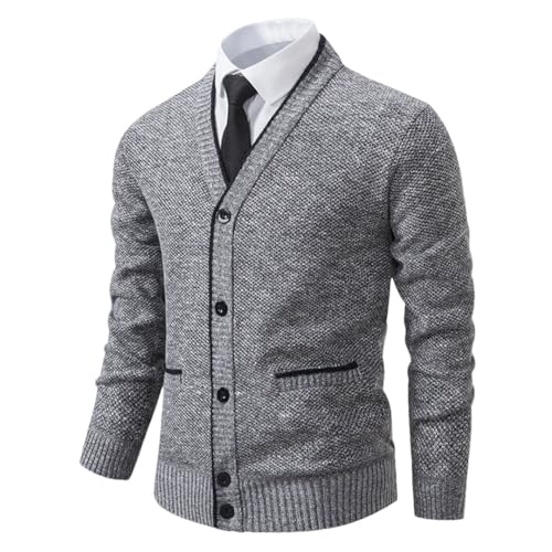 Men’S Slim Fit V-Neck Cardigan Sweater with Pockets Long Sleeve Button Up Slim Fit Solid Knitwear Tops