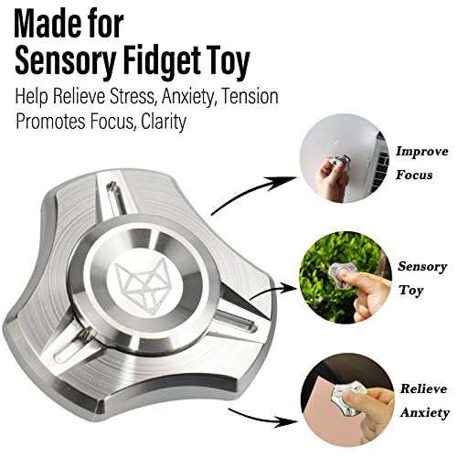 Image of FREELOVE Premium Metal Fidget Spinner for Adults, Stainless Steel Heavy Silent Spinner with Precision Bearing, Small Office Desk Toy & EDC for Stress Relief Focus ADHD, Mini Silver