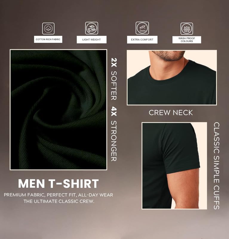 Image of Sleepynuts Men's Regular Fit Round Neck Half Sleeves Solid Casual Wear T-Shirt