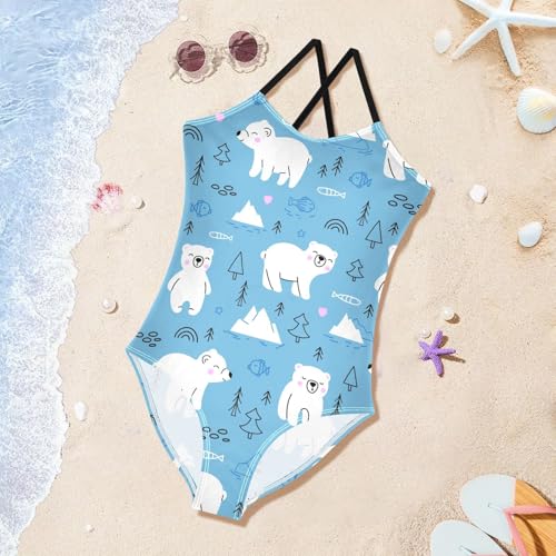 susiyo Girls One Piece Swimsuits Young Polar Bears Bathing Suit Quick Dry Beach Swimwear for Toddler Girl 3-10T4