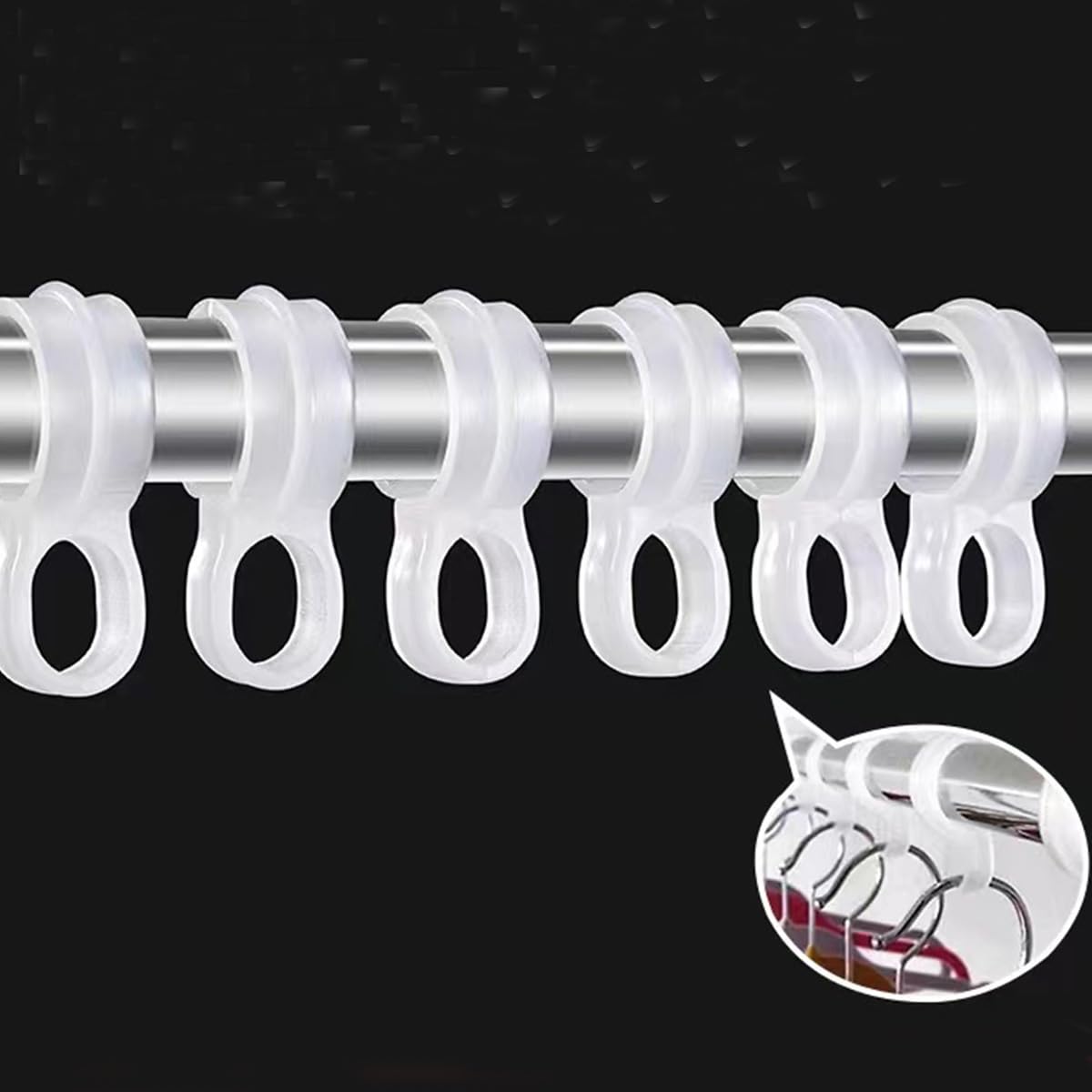 ZAAWUUT 20 Stück winddichte Kleiderbügel-Haken, rutschfeste Kleiderbügel-Schnallen-Clip, Wäsche-Aufhängehaken, runde Stange, Schrank-Trennwände für Trockengestell (transparent, groß)
