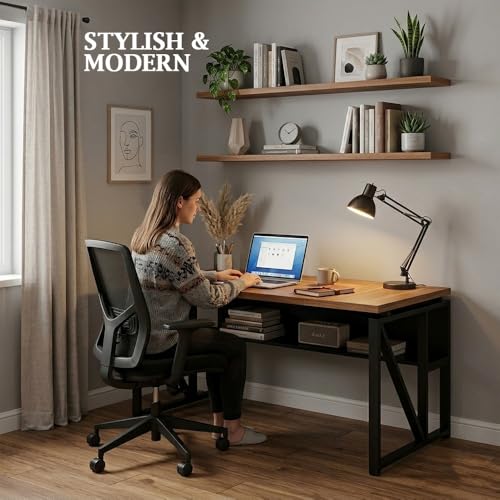 Image of Executive Desk for Home & Office| Executive Desk for Office, Laptop Table, Study Table, Modern Workstation |Walnut Cream & Black |DIY | 160x80x75 CM