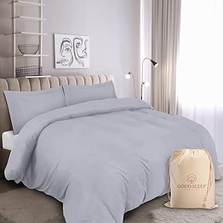 Emperor Size Duvet Cover Set, 1000 TC 3 Pc Quilt Cover, Light Grey Bedding Set, Cotton Duvet Covers, (1 Duvet Cover Emperor Size, 2 Pillowcases), Soft Egyptian Cotton Bedding