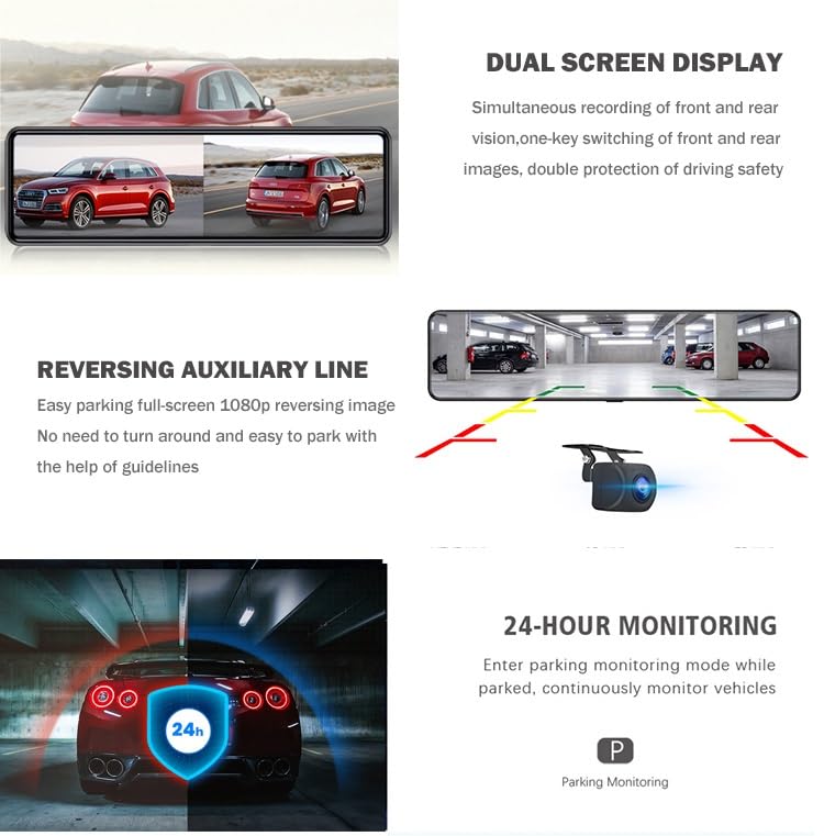 Image of DEVIANT 4K Dual Dash Camera with 11.26'' Mirror Display Touch Screen |Super Night Vision |GPS Logger | ADAS|WiFi | Front & Rear Reverse Camera | G-Sensor, Loop Recording, Parking Monitor Car DVR Cam