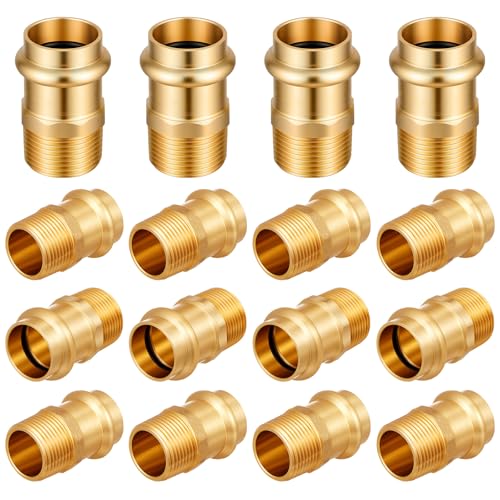 Image of 16 Pack 3 /4 inch Press x 3 /4 inch MIP Brass Press Fittings | Npt Adapter for Residential & Commercial Piping