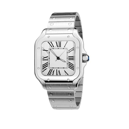 Reloj cuadrado de moda para hombre 3ATM impermeable de acero sólido MIYOTA 8215 Relojes automáticos para hombres Auto-viento mecánico 38MM, Plateado