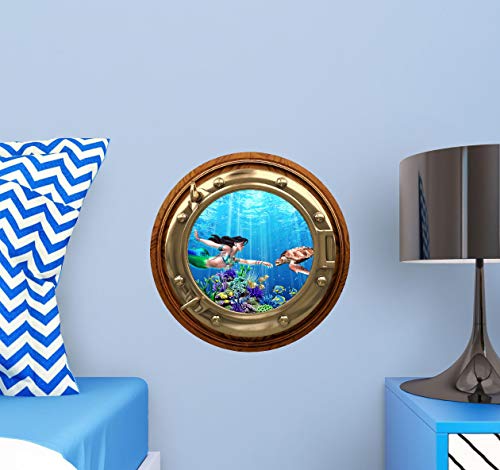 Vinilo Decorativo Ventana Circular Sirena y Tortuga 12" miniatura 3