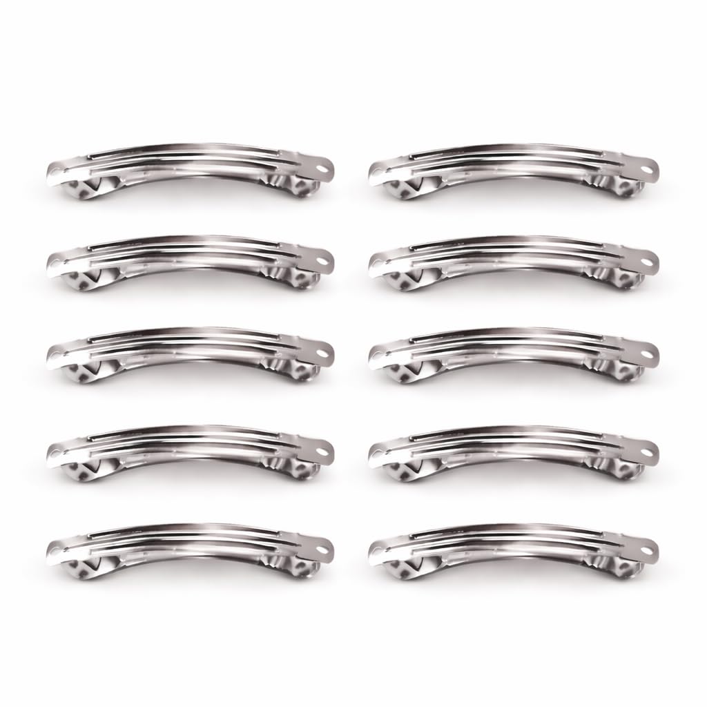 Metal Hair Clip Base, Silver and Gold, 8cm, 3 Part Clip Base, Pack of Clips (5)-image-36