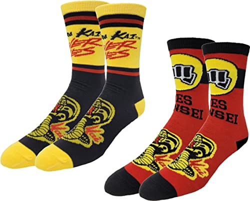 Ripple Junction Cobra Kai Adult Crew Socks Yes Sensei Dojo Logo Officially Licensed 2 Pack